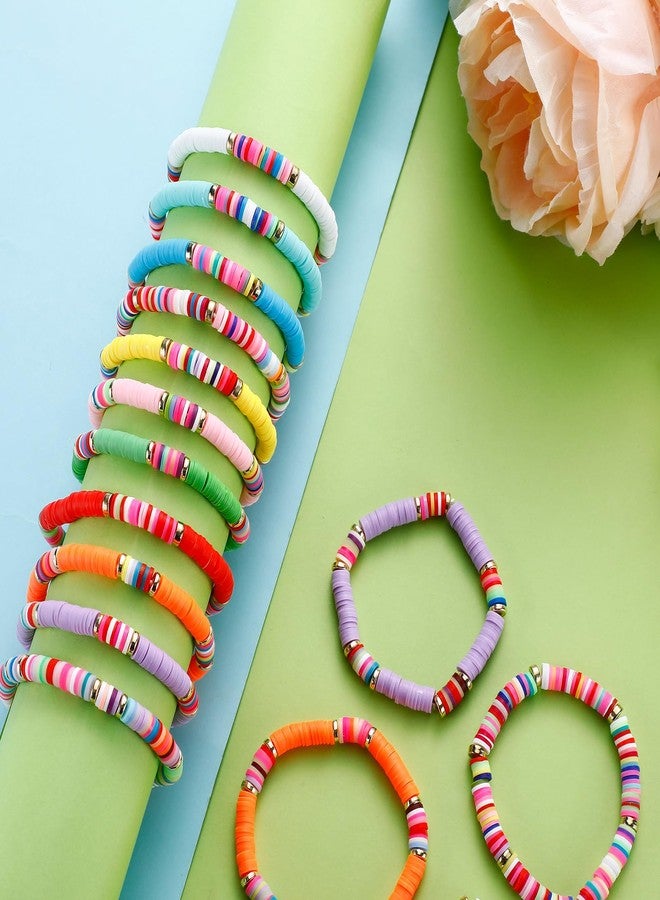 Sureio 24 Pcs Colorful Beaded Friendship Bracelets Surfer Stretch Beaded Kids Bracelets for Girls Women Back to School Gifts Tween Girl Party Favors - Image 5