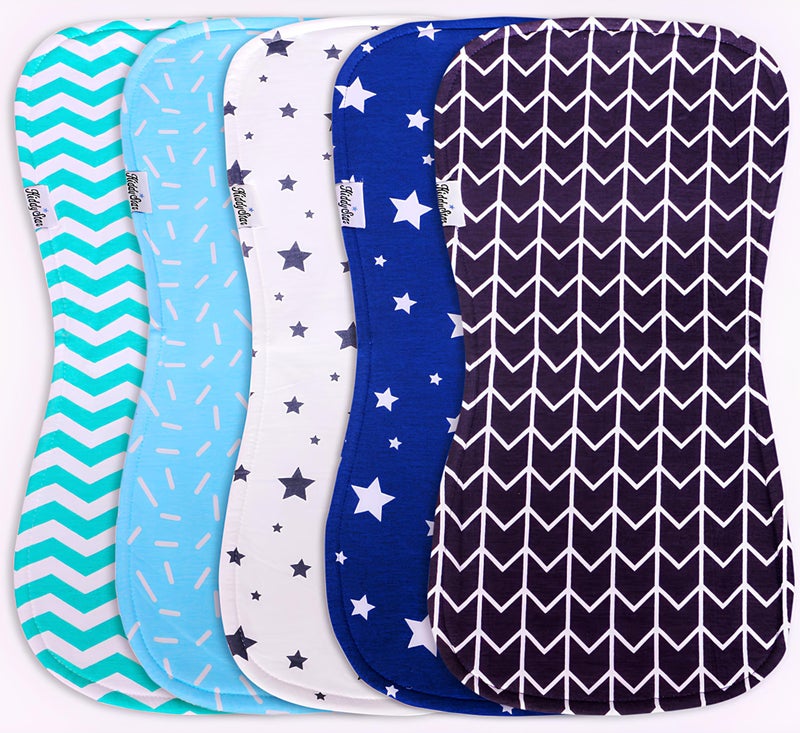 KiddyStar 5-Pack Organic Cotton Burp Cloths â€“ Large, Ultra-Soft 3-Layer Towels for Burping, Shoulder & Hand Use, Highly Absorbent - Image 1