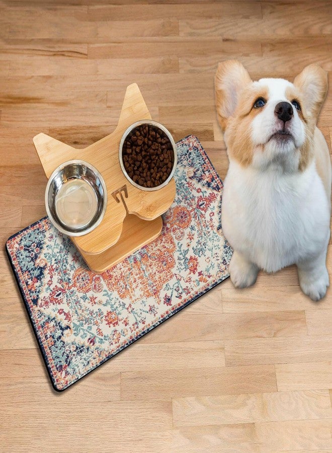 Ideasonna Absorbent Pet Dog Bowl Mat for Food and Water, Pet Cat Food Feeding Mat with Non Slip Rubber Backing, Dog Food Mats for Floors Waterproof, 12"x20" - Image 2