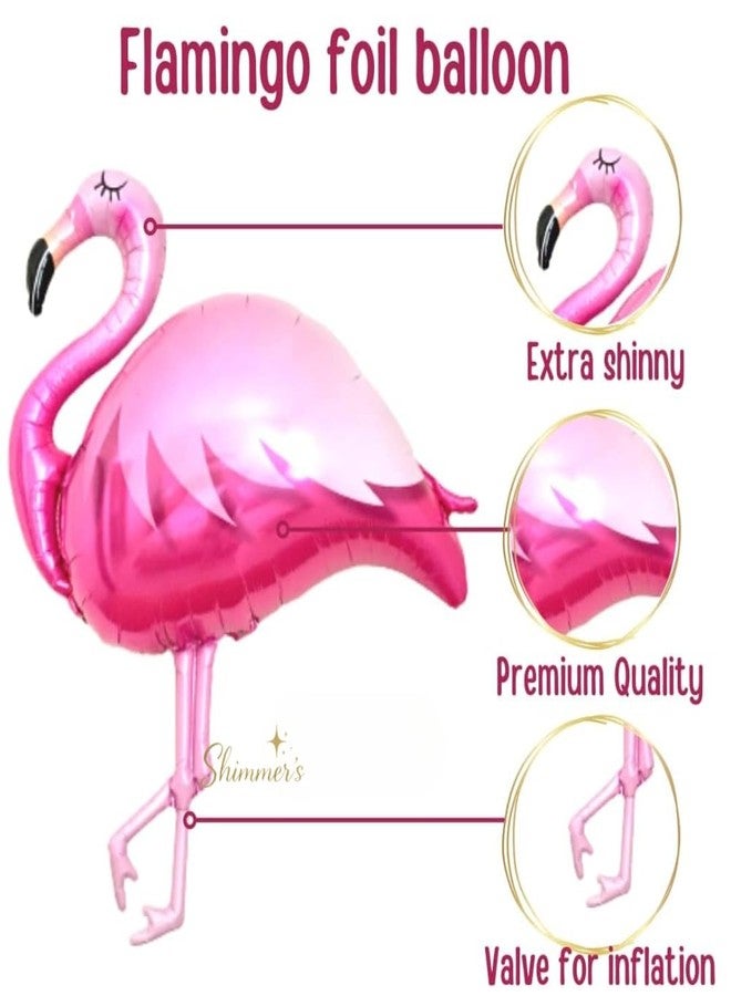 Shimmers Flamingo Theme Foil Balloon Set - Pink Flamingo, Heart & Printed Balloons - Tropical B'day Decoration Kit for Girls, Women, Summer Celebration, Baby Shower, Bachelorette & Room Decor - Image 4