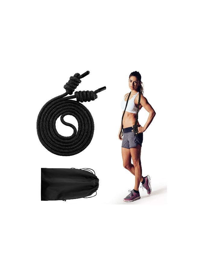 Generic Fitness Flow Double Braid Jump Rope with Cloth Bags, Adjustable Length for Freestyle Skipping, Ideal for Men and Women, Home Gym Indoor/Outdoor, 9 ft (Black, 1 Piece)  - Image 1