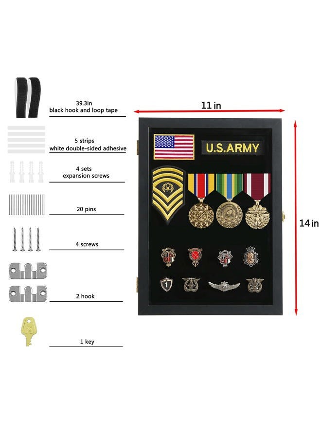 Verani Pin Display Case - 11x14 Pin Collection Display with 98% Uv Protection Acrylic Door for Military Medals, Beach Tags, Jewelry Pins, Pin Gift, Insignia Ribbons, Pin Enthusiast Collectibles, Black - Image 2