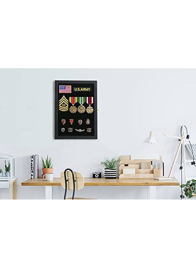 Verani Pin Display Case - 11x14 Pin Collection Display with 98% Uv Protection Acrylic Door for Military Medals, Beach Tags, Jewelry Pins, Pin Gift, Insignia Ribbons, Pin Enthusiast Collectibles, Black - Image 4