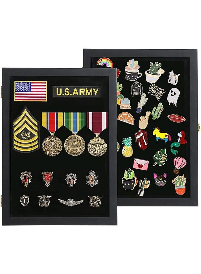 Verani Pin Display Case - 11x14 Pin Collection Display with 98% Uv Protection Acrylic Door for Military Medals, Beach Tags, Jewelry Pins, Pin Gift, Insignia Ribbons, Pin Enthusiast Collectibles, Black - Image 1