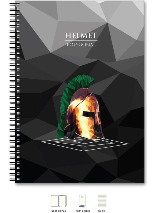 A4 Notebook Lined 200 pages Helmet Polygonal