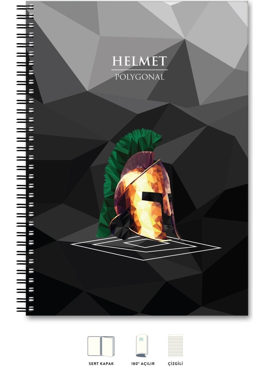 A4 Notebook Lined 200 pages Helmet Polygonal