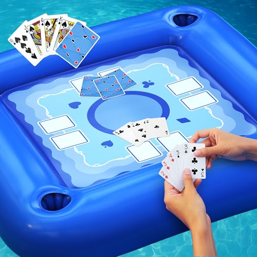 DIMROM Floating Table for Pool with Cup Holders Adult Pool Games with Waterproof Cards Pool Float Games Perfect for Party Snacks Drinks Hot Tub Summer Fun - Image 1