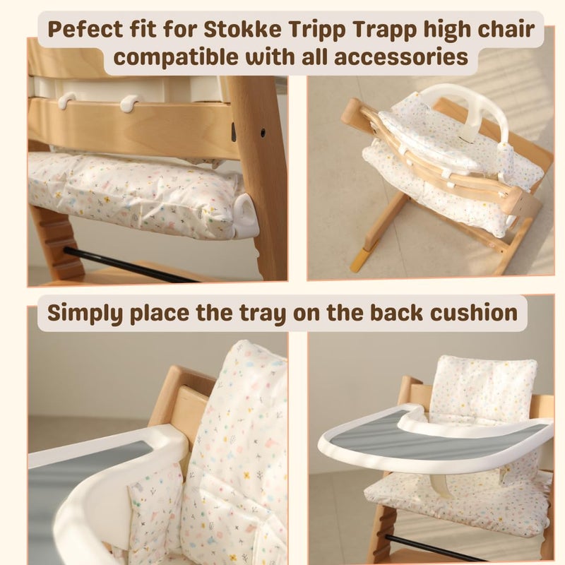 Gembebe Waterproof Compatible Stokke Tripp Trapp Cushion Set - Easy to Clean Newborn Set - 100% Cotton High Chair Cushion (Little Birdie / 49.5 Counts) - Image 3