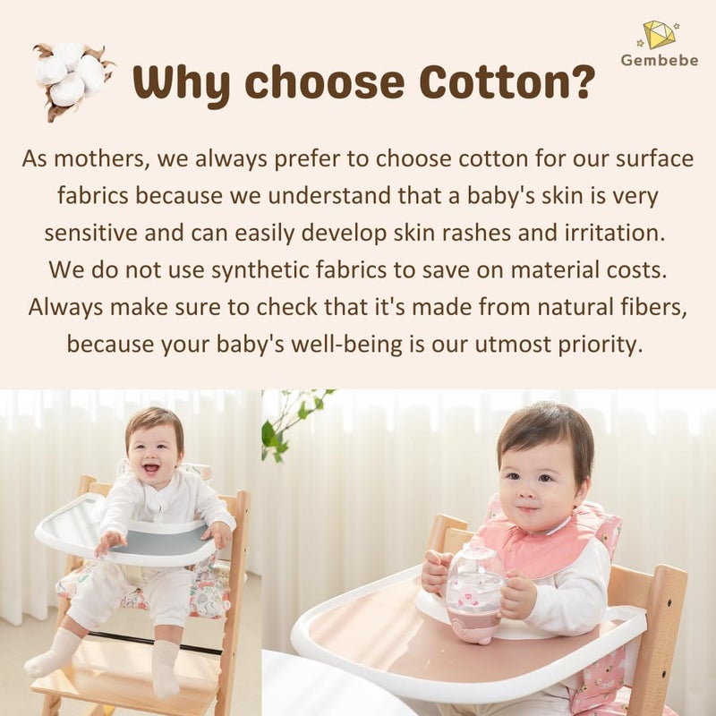 Gembebe Waterproof Compatible Stokke Tripp Trapp Cushion Set - Easy to Clean Newborn Set - 100% Cotton High Chair Cushion (Little Birdie / 49.5 Counts) - Image 5