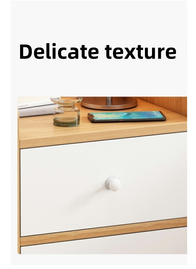 MIXDE - Oak Color, European Bedside Table, Single Drawer With Lock, 32 * 26 * 40cm - Image 1