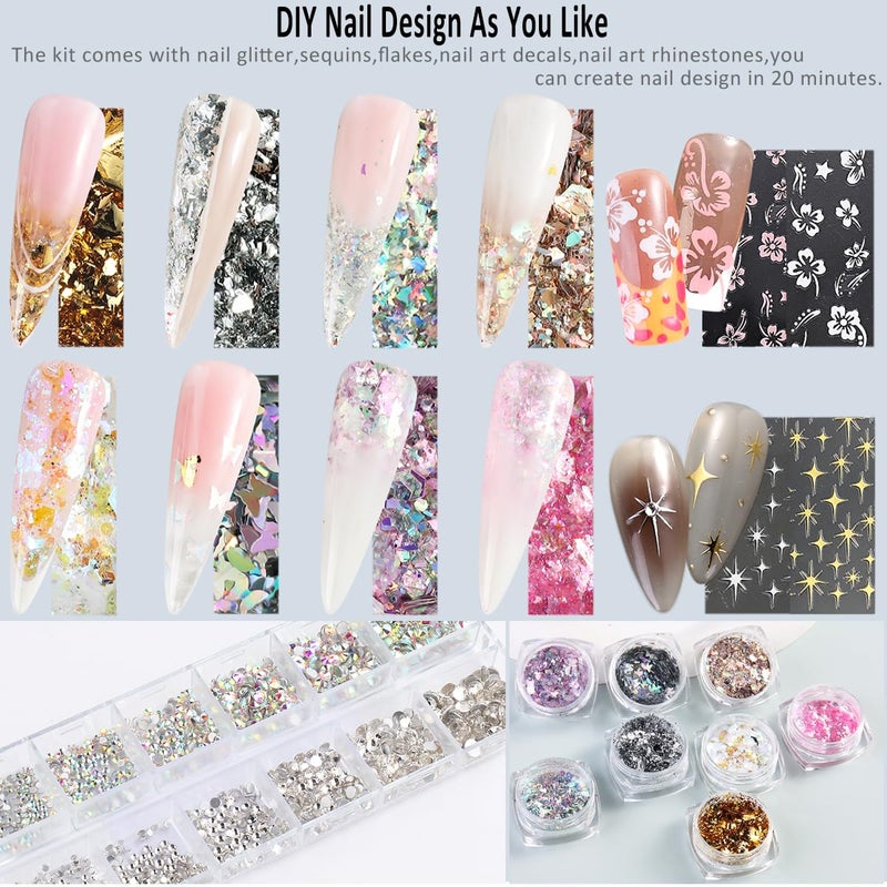 Fcozpjk Poly Gel Nail Kit with UV Light, 12 Colors Builder Gel Nail Extension Kits for Beginners with Everything, Dual Nail Forms Slip Solution Chunky Glitter Poly Gels Nails Art Design Starter Set - Image 5
