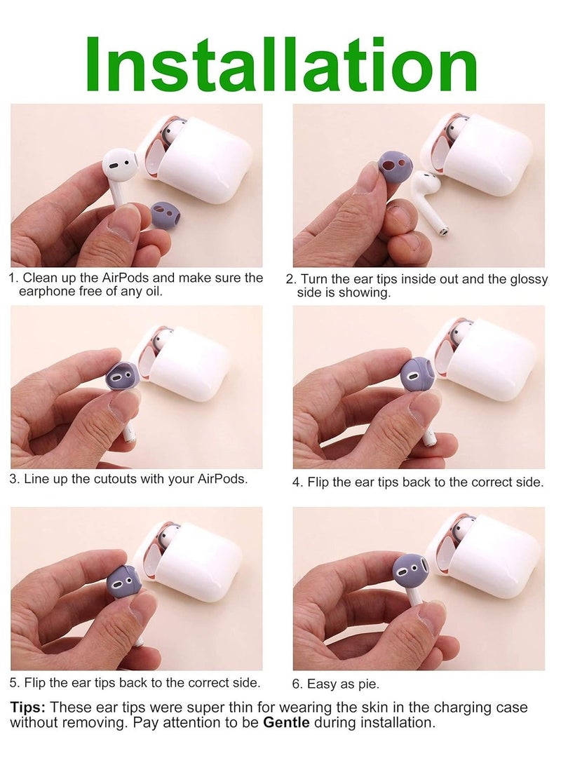 5 Pairs Silicone Earbuds for Air Pods 2, Ultra-Thin Slim Rubber Ear Tips Ear Gels Anti-Slip Earbuds Cover, Compatible with Apple AirPods 2 (2 Pairs Black, 3 Pairs White, Fit in The Charging Case) - Image 3
