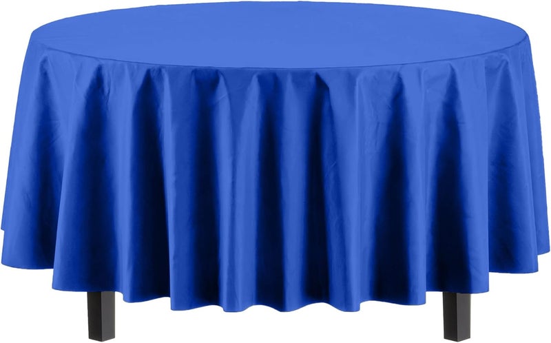 Exquisite 12-Pack Premium Plastic 84-Inch Round Tablecloth - Dark Blue - Image 2