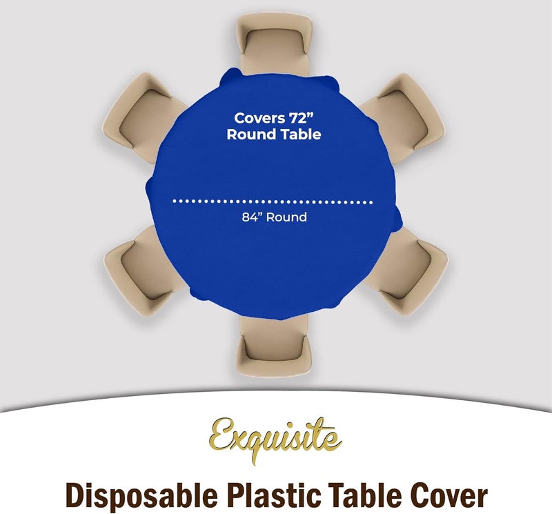Exquisite 12-Pack Premium Plastic 84-Inch Round Tablecloth - Dark Blue - Image 4