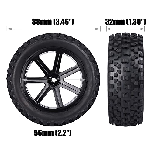Aimrock 12mm Hex 22 PreGlued RC Buggy Wheels and Tires Out Dia 35 for 110 112 114 116 OffRoad RC Buggy Truck Set of 4 - Image 5
