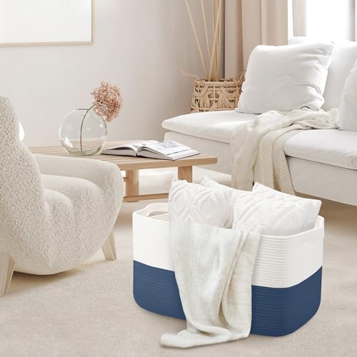 MEGASKET Extra Large Rope Basket, 23.6" x 15.7" x 14.1" Woven Stuffed Animals Storage Bin, Kids Dog Stuff Toy Box Organizer, Living Room Nursery Organization, Big Basket Container for Blankets Clothes - Image 4