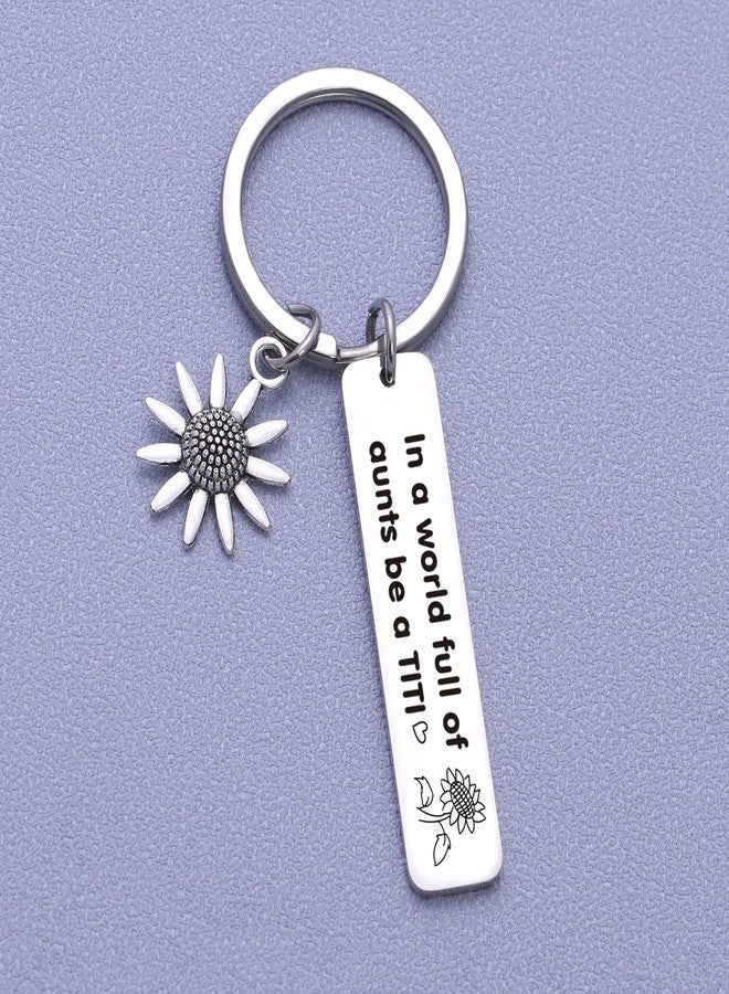 NOTHERS RSZOTW Aunt Gift TITI Jewelry Aunty Appreciation Jewelry Best Aunt Ever Keychain TITI Birthday Keychain Sunflower Gifts Aunty Gifts - Image 3
