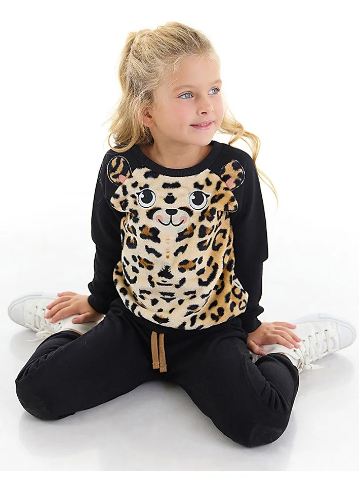 Denokids Plush Leopard Girl Tracksuit