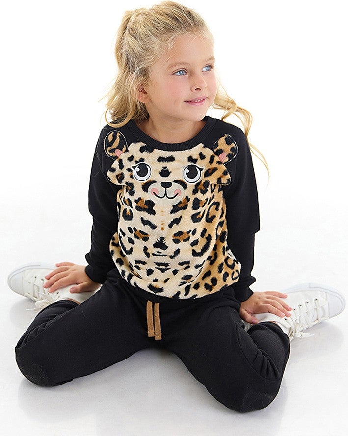 Denokids Plush Leopard Girl Tracksuit  - Image 1