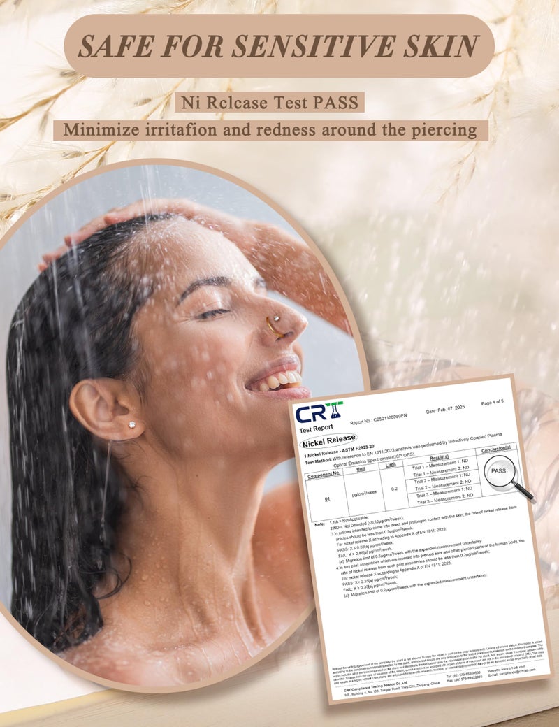 JeryWe Nose Rings for Women - 14K Gold Filled Hypoallergenic Surgical Steel Nose Ring Hoops CZ Lip Ring Screw L Shaped Studs Threadless Flat Back Stud Nose Piercings Jewelry for Women Men AB CZ - Image 4