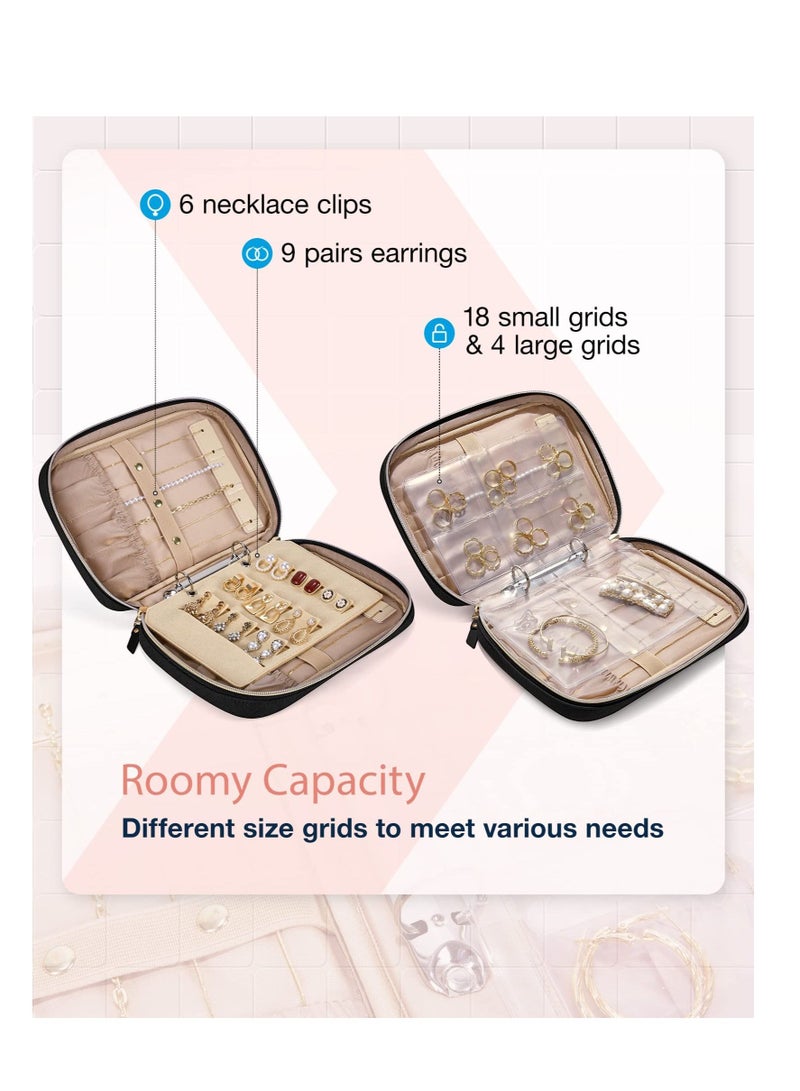 KASTWAVE Jewelry Travel Organizer Case, Transparent Jewelry Storage Book Ring Binder Jewelry Bags Clear Booklet Zipper Pouch Bag for Necklaces, Earrings, Rings, Bracelets - Image 5