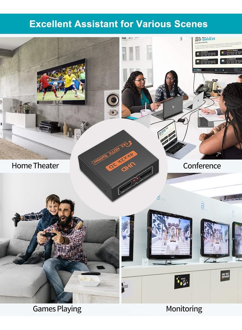 Seayoo HDMI Splitter 1 in 2 out, 4K Splitter for 2 Monitors, Multi HDMI Adapter for PC, Laptop, HDTV, Projector, 1 Input 2 Outputs, No Extension - Image 3