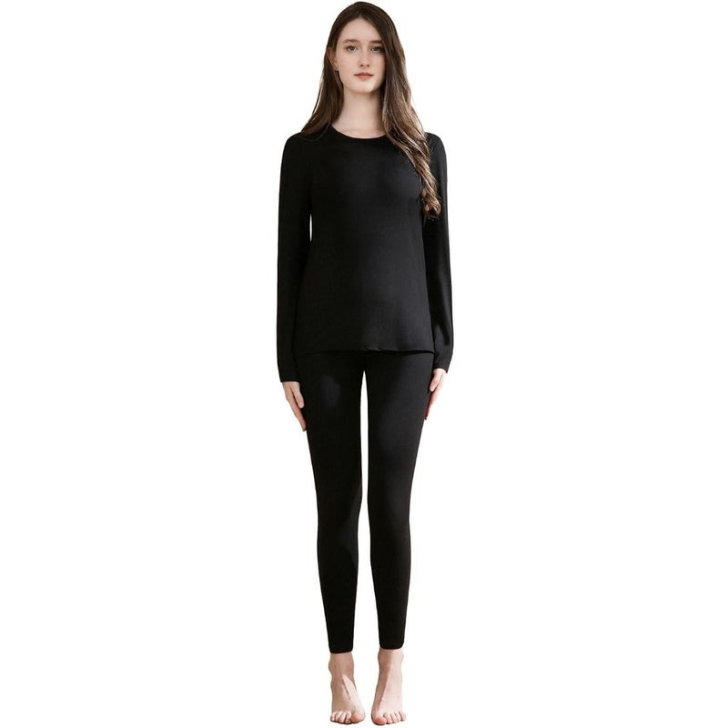 casme Thermal Underwear for Women Fleece Lined Base Layer Cold Weather Top Bottom Warm Soft Stretch Fabric Weightless Imperceptible Slim Fit Pajama Loungewear for Winter Daily Wear Outdoor Activities - Image 1