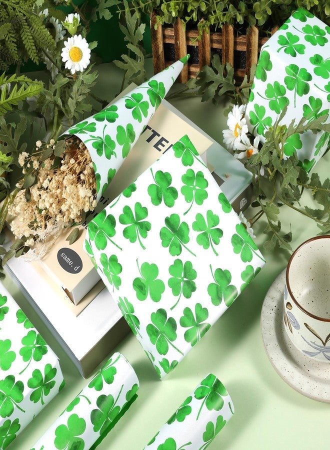 Fabllewavi 1 Roll Shamrock Wrapping Paper Mini Roll - 17in x 32.8Ft Reversible Green Clover Pattern Gift Wrap Paper for St. Patrick's Day DIY Crafts Irish Party Supplies - Image 5