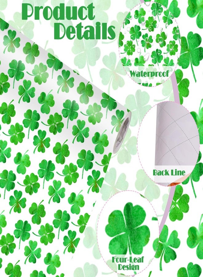 Fabllewavi 1 Roll Shamrock Wrapping Paper Mini Roll - 17in x 32.8Ft Reversible Green Clover Pattern Gift Wrap Paper for St. Patrick's Day DIY Crafts Irish Party Supplies - Image 2