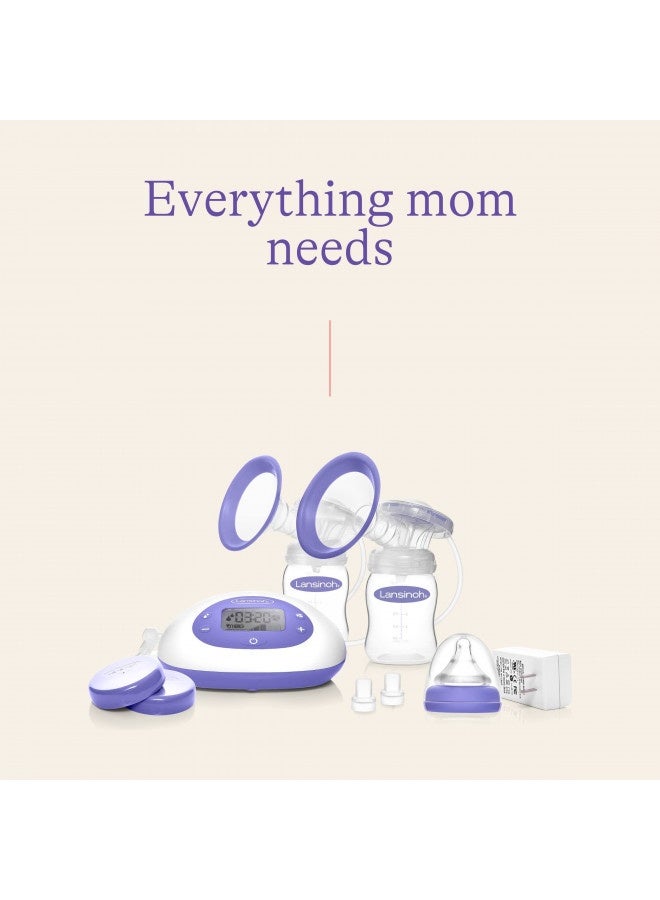 Signature Pro Double Electric Portable Breast Pump With 3 Power Options, LCD Display, Includes Breast Pump Bag, 25 MM And 2 Lansinoh Baby Bottles