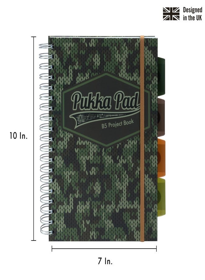 Pukka Pad 5 Subject Spiral Notebook 3-Pack - 200 Pages, 100 Sheets of 80GSM Paper with Repositionable Dividers & Perforated Edges for School & Office Planning & Organization - B5-7 X 10, Camo - Image 3