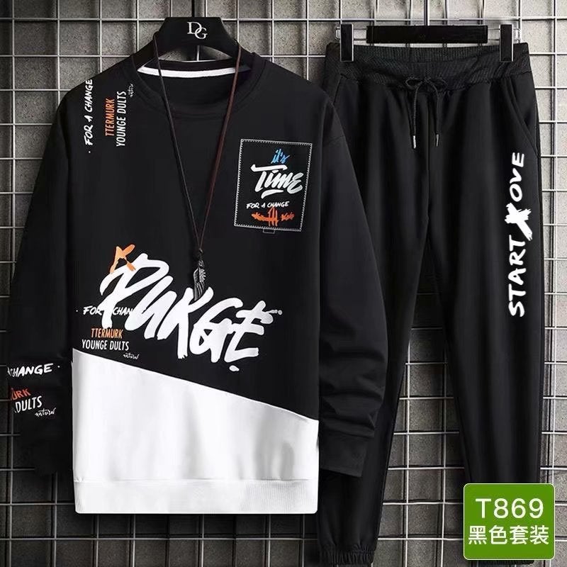 Autumn Pullover Sweatshirt Men's Casual Sports Suit Men's Junior High School Students Thin Coat Teenagers Round Neck Sweatshirt  - Image 4