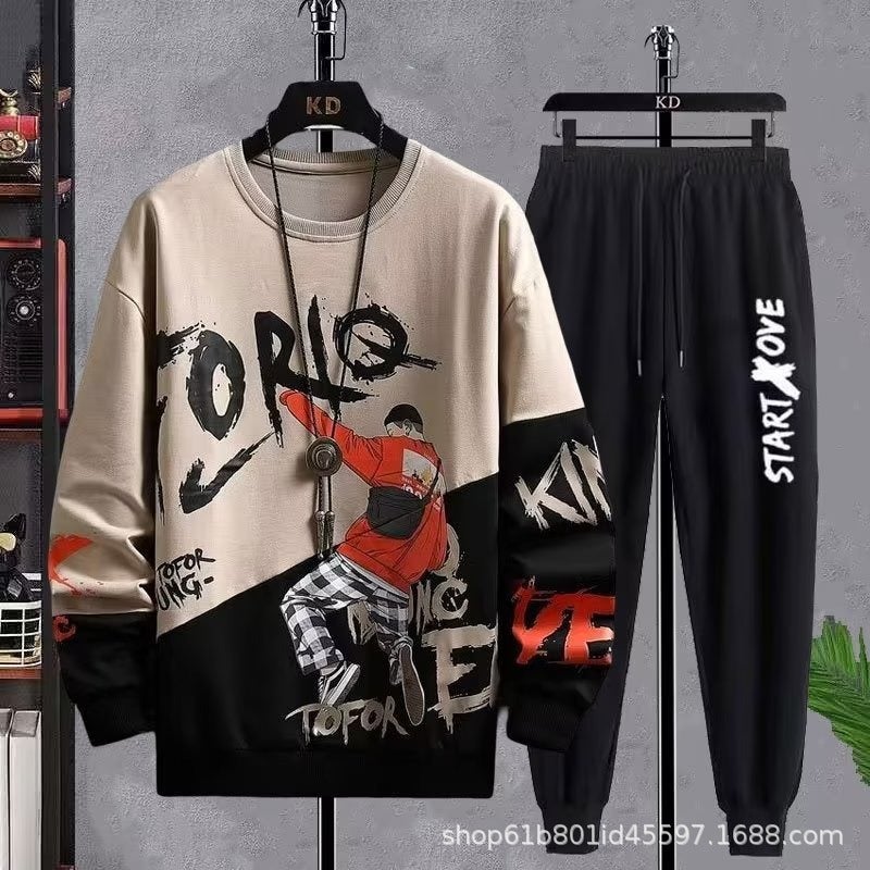 Autumn Pullover Sweatshirt Men's Casual Sports Suit Men's Junior High School Students Thin Coat Teenagers Round Neck Sweatshirt  - Image 3