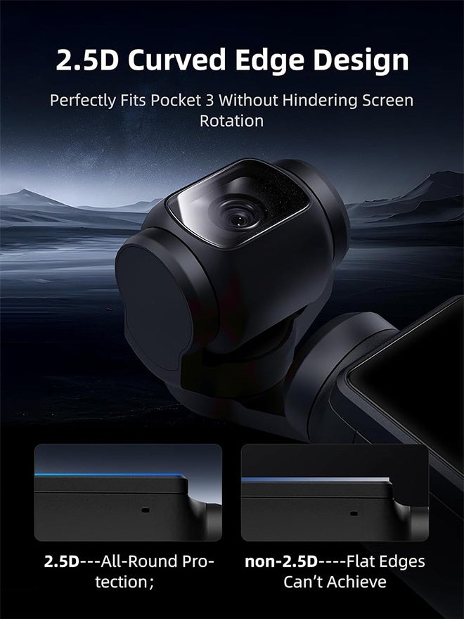 واقي عدسة وشاشة لـ DJI Osmo Pocket 3 واقي شاشة [3+3 قطع] زجاج مقسّى سهل التركيب - Image 5