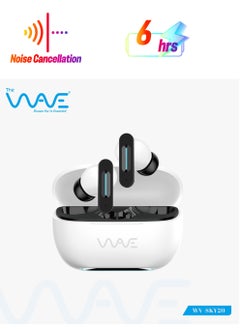 Wave ENC Wireless Earphones with RGB Lights – 6 Hours Music Time, 5 Hours Talk Time, Noise Reduction Mic - Black And White  - Image 1