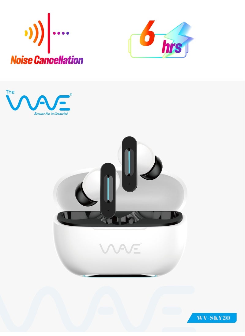 Wave - ENC Wireless Earphones with RGB Lights – 6 Hours Music Time, 5 Hours Talk Time, Noise Reduction Mic - Black And White - Image 1
