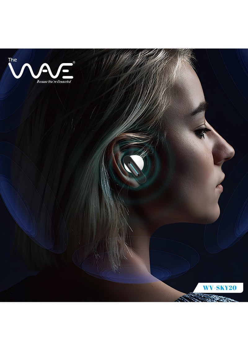 Wave - ENC Wireless Earphones with RGB Lights – 6 Hours Music Time, 5 Hours Talk Time, Noise Reduction Mic - Black And White - Image 1