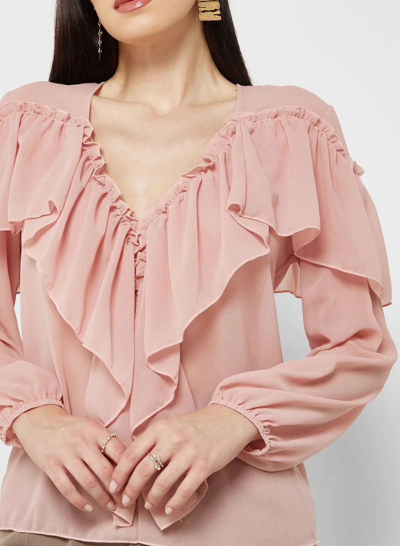 ELLA Ruffle Layer V-Neck Top