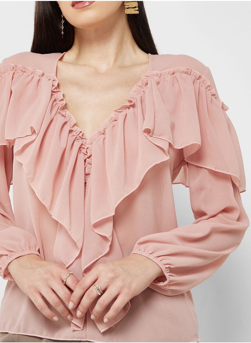 ELLA - Ruffle Layer V-Neck Top - Image 1