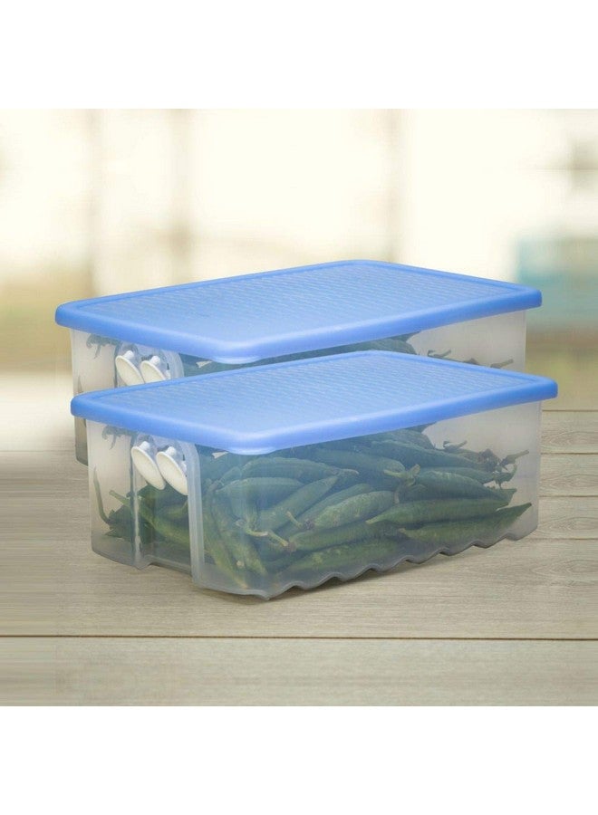 Tupperware Plastic Fruits And Vegetables Storer - 1.6 Litre, 2 Pieces, Blue - Image 2
