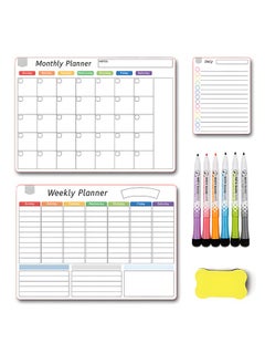 Generic Magnetic Dry Erase Calendar Whiteboard Set (3-Pack) for Refrigerator, Wall, and Fridge Organization with Monthly, Weekly, and Daily Notepads. Comes with 6 Markers and 1 Eraser  - Image 1