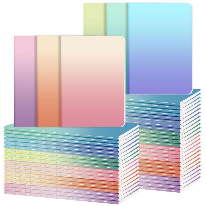 Ddaowanx Kraft Notebooks, Journals in Bulk, Lined Paper, 72 Pages, 36 Sheets, 80GSM, 8.3x5.5 Inch, A5 Size, Travel Writing Notebook for Office School Supplies (Lined-48pack, Gradient) - Image 1