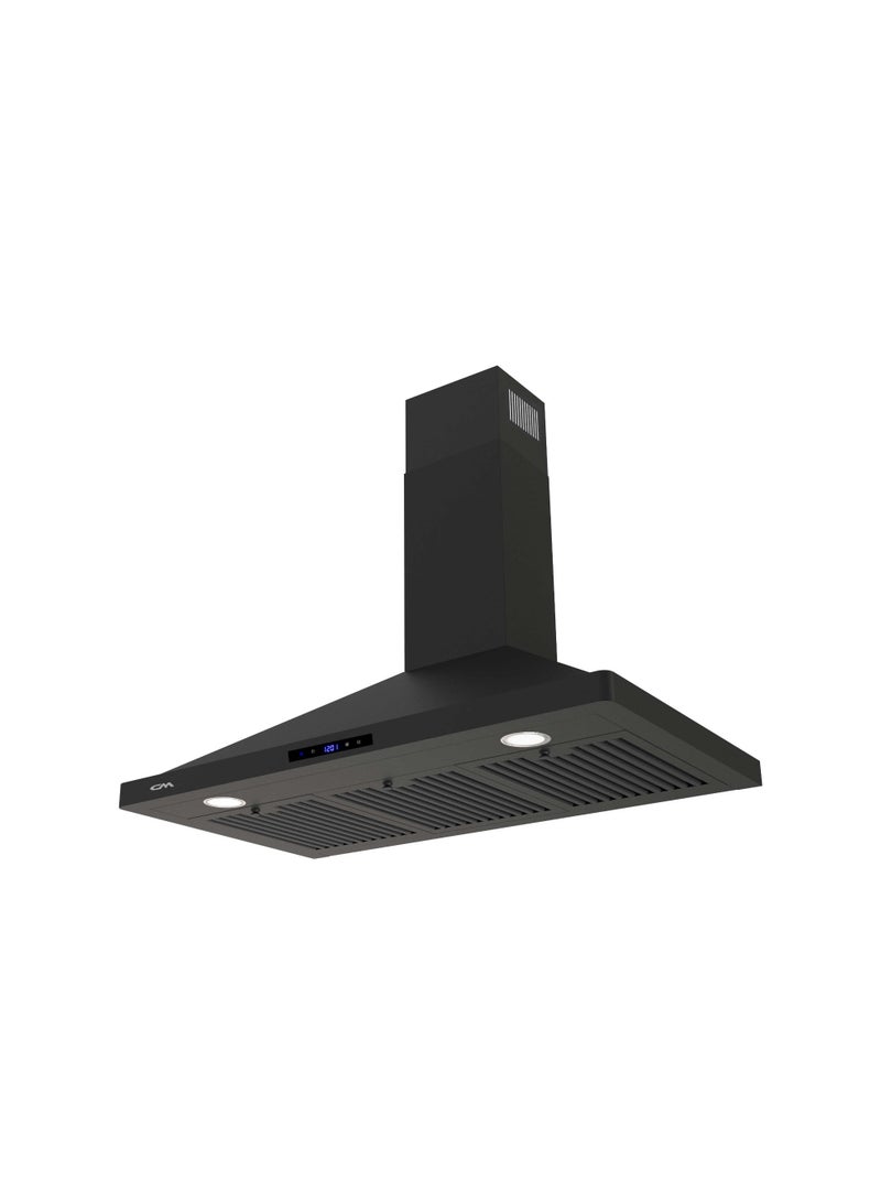 CM BUTTERFLY NERO - 60cm wall mounted hood, touch control 3 speeds black carbon/charcoal filters150-120 mm outlet 2 bulbs 220-240 V, 50 HZ total power : 200 W 1000 M3/h 1 motor 200w dBA 62 - Image 2