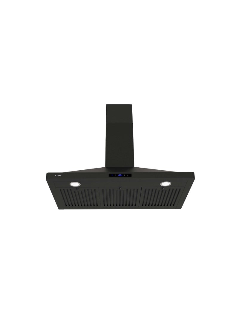 CM BUTTERFLY NERO - 60cm wall mounted hood, touch control 3 speeds black carbon/charcoal filters150-120 mm outlet 2 bulbs 220-240 V, 50 HZ total power : 200 W 1000 M3/h 1 motor 200w dBA 62 - Image 1