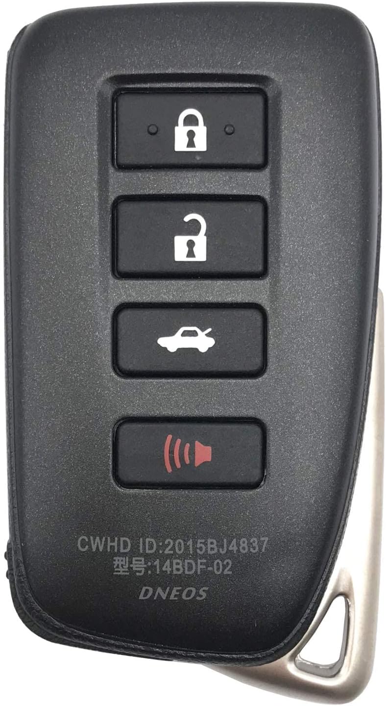 Grakest غطاء مفتاح تحكم عن بعد بديل بأربعة أزرار مناسب لـ Lexus ES250 2018 NX300h 2018-2013 ES350 GS350 2016-2013 GS300h GS450h ES300H NX300 غلاف علبة مفتاح التحكم عن بعد للدخول الذكي بدون مفتاح (أسود) - Image 1
