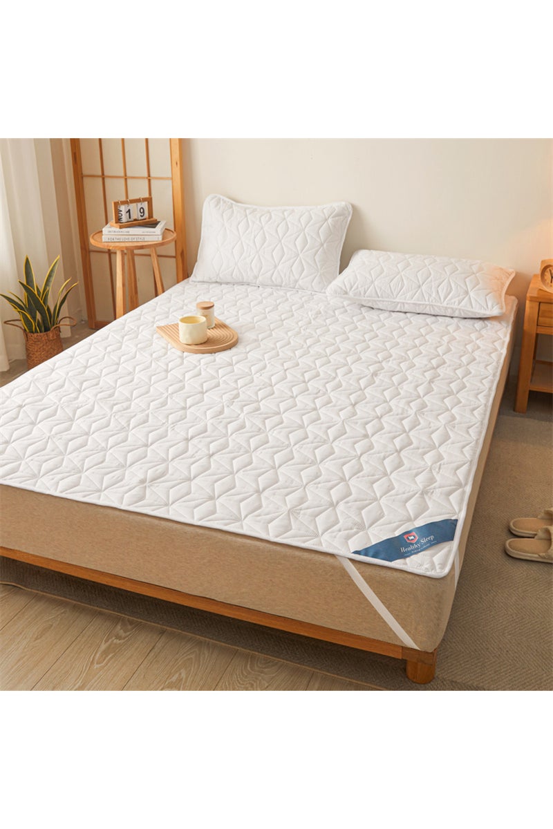 120x200cm white Waterproof Mattress Topper with Elastic Band Quilted Protector Pad Bedspread Winter