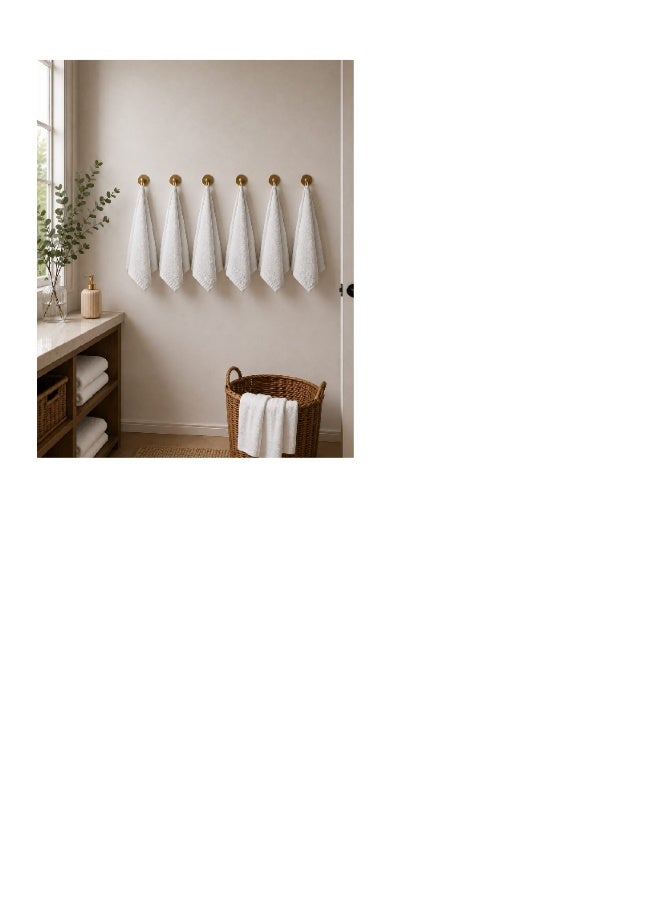 Amal 6 Piece Face Towel Set - 400 GSM 100% Cotton White - Highly Absorbent - Image 2