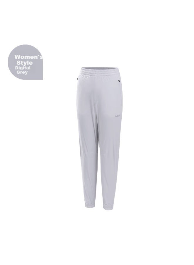 Uto Women's Quick Dry Sports Pants With Waist Pack Casual Long Pants Running Pants Sunscreen Tied Pants Digital Gray L - Image 2