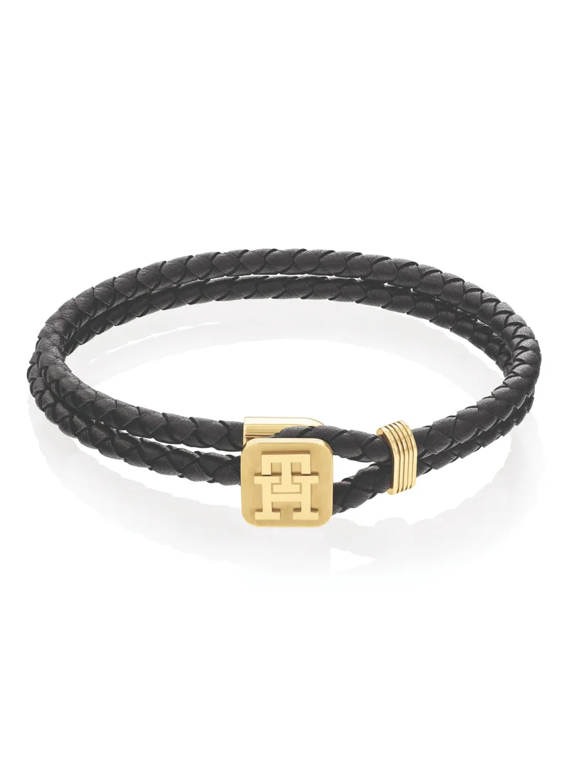 تومي هيلفيغر Tommy Hilfiger Men's Black Leather Bracelet - 2790531