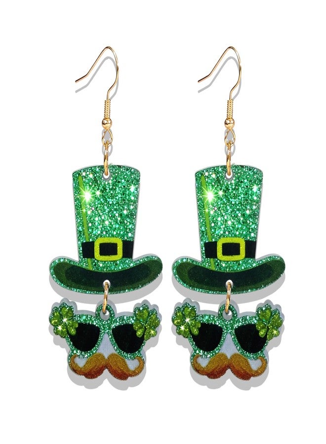 ANGLEQUEEN St Patricks Day Earrings for Women Shamrock Clover Earrings St Patricks Day Accessories Shirt Lucky Irish Earring Jewelry Costume Gifts for Her (Hat-C) - Image 1